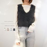 □　期間限定特価　□フェザーヤーン　Vネック　ベスト(32815)