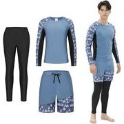 [Wotivon] 水着メンズ ラッシュガード 3点セット 長袖 レギンス サーフパンツ フィットネス 水陸両用