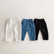 2025秋新規※FLM☆子供用春秋ジーンズ男の子と女の子無地パンツデニムパンツソフト