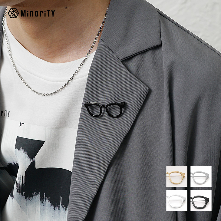 【2025年夏の新作】メタル メガネデザイン ブローチ ピン／MinoriTY