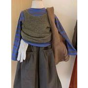 【2025秋新品】韓国風子供服  キッズ  百掛け トップス &ニットベスト&ズボン 分けて販売 90cm-150cm