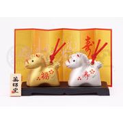 ★開運招福の干支★　縁起の良い置物【彩耀　招福寿々午(福寿・金銀土鈴)】