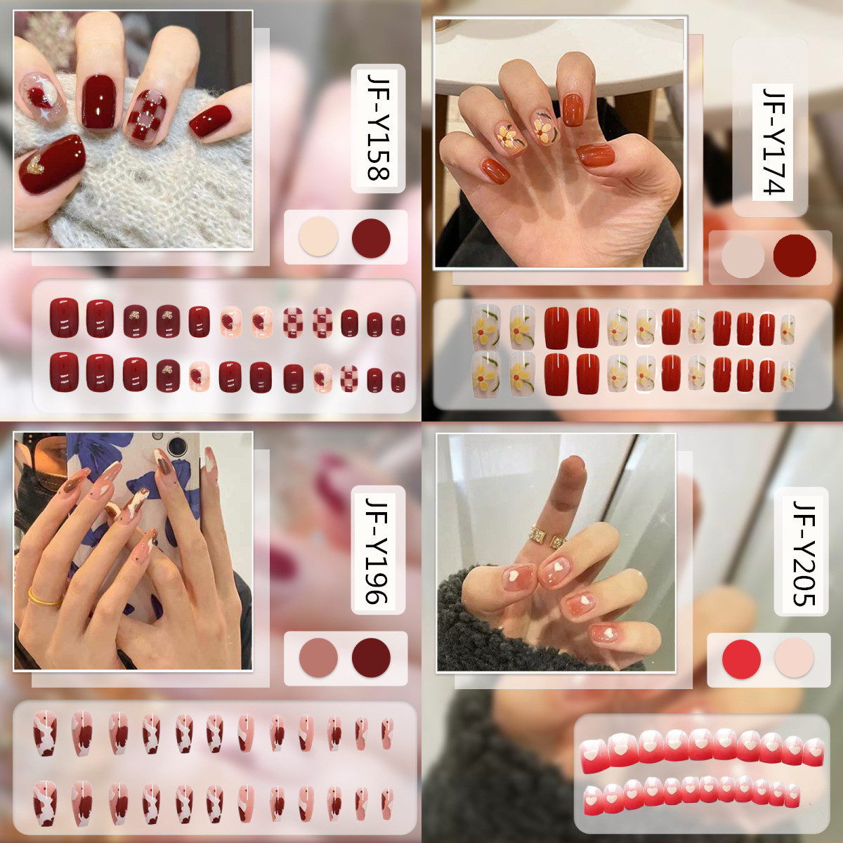 大人気デザイン ネイルチップ シンプル つけ爪 貼るだけ レッド ネイル