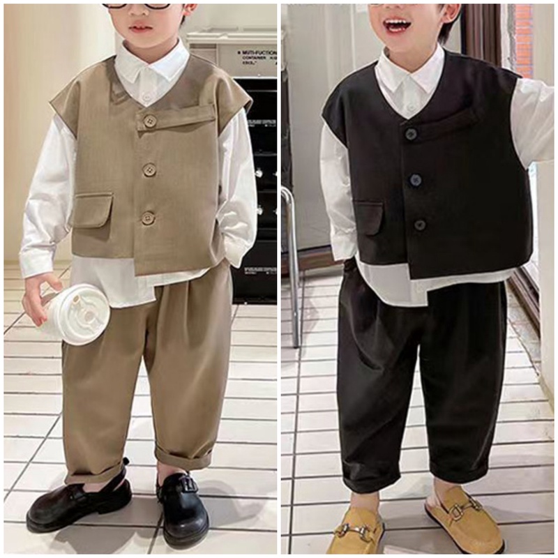 2025秋※男の子用 春秋スーツベスト3点セット カジュアルフォーマルスタイル