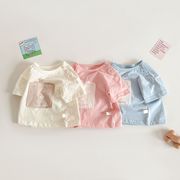 YY☆夏新作 アップリケ付き涼感Tシャツ 薄手
