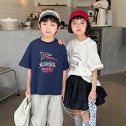 MXW☆夏限定 ヨット柄丸首Tシャツ カジュアルスタイル