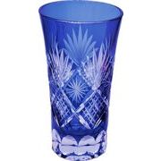 切子ガラス　ビール　グラス　赤・青　日本食品衛生対応