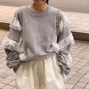 スウェット　レディース　韓国ファッション　デザイン　秋　レース