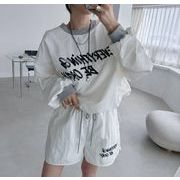 今季マストバイ  　韓国風    気質   おしゃれ　 chic 韓国ファッション ブラウス＋ニーパンツ セット