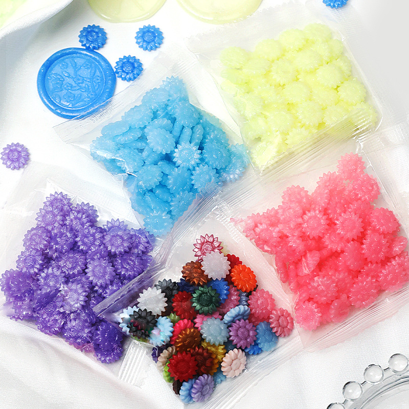 シーリングワックス 封蝋 ワックスビーズ シーリング WAX 暖色系 寒色系 パステル 花 フラワー ひまわり