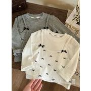 2025秋新作 韓国風子供服 キッズ服   長袖 トップス リボン  Tシャツ  カットソー 2色 90cm-140cm