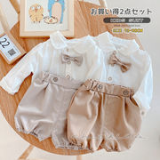 秋新作　ベビー服　フォーマル　2点セット　シャツ　パンツ　イベント　男の子　子供服　蝶ネクタイ付き