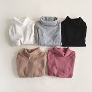 ins 秋新作　子供服　ハイネック　長袖Tシャツ　カジュアル　無地　トップス　インナーシャツ　男女兼用