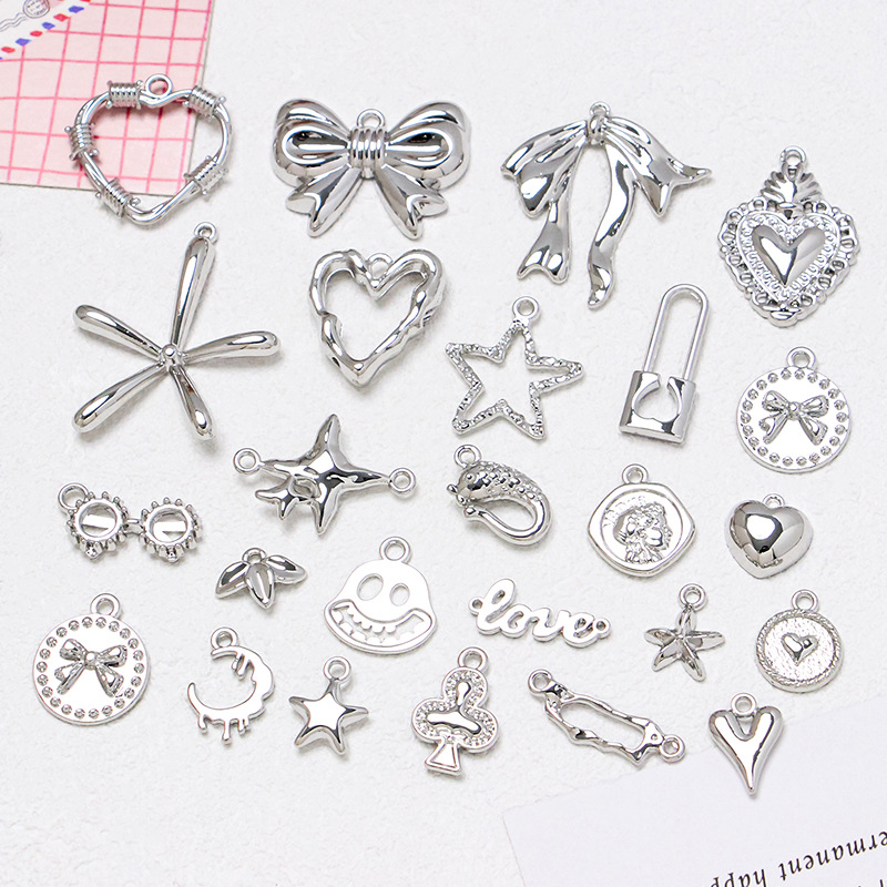 金属チャーム 枠 ハンドメイド リボン結び フレーム アクセサリーパーツ ハート フラワー デコパーツ DIY