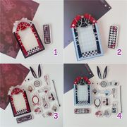 DIYパーツ 推し活 素材グッズスタンド カードケース 写真入れ アクリル クリア透明 ダーク系 スタンド