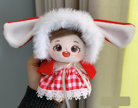 綿人形 ふわふわ耳帽子スカートドールハウス  ドール用 着せ替え ミニドール  ぬいぐるみ用服  10cm