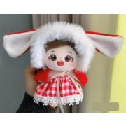 綿人形 ふわふわ耳帽子スカートドールハウス  ドール用 着せ替え ミニドール  ぬいぐるみ用服  10cm