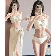 【日本倉庫即納】 ビキニ 水着3点セットパレオ付き 韓国風