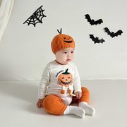 [66-90cm] ハロウィン ベビー ロンパース INS風 韓国デザイン かぼちゃプリント 仮装風 カバーオール