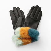 【WOMEN】Rabbit Fur Leather Gloves