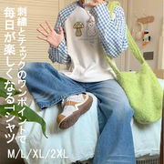 レディース 2025秋新作 刺繍＆チェック ワンポイント 綿100％ 長袖Tシャツ
