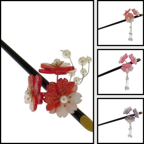 ヘアアクセサリー　アクリル　桜　簪　H00068H