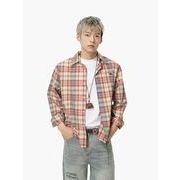 メンズ 刺繍入り チェック柄 シャツ 男女兼用 カジュアル トップス 春秋 2025新作★