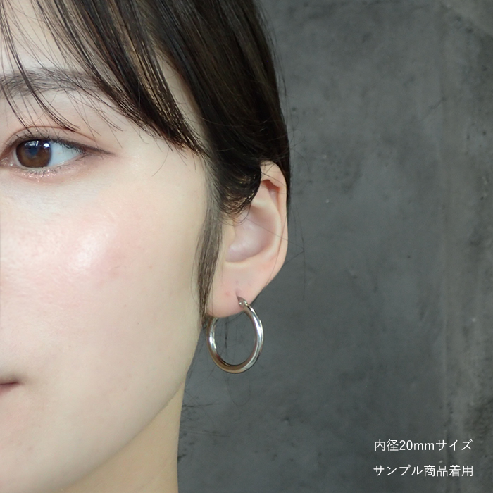 ステンレス 【銀製品925】フープピアス極太3mm×60mm2個 フープ