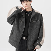 メンズ PUレザー ジャケット ユニセックス 秋アウター ヴィンテージ 高街系 大きめ カジュアル