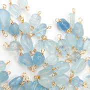 【天然石 アクアマリン】コネクター チャーム シャンクビーズ 約6×8mm   ピアス ネックレス素材