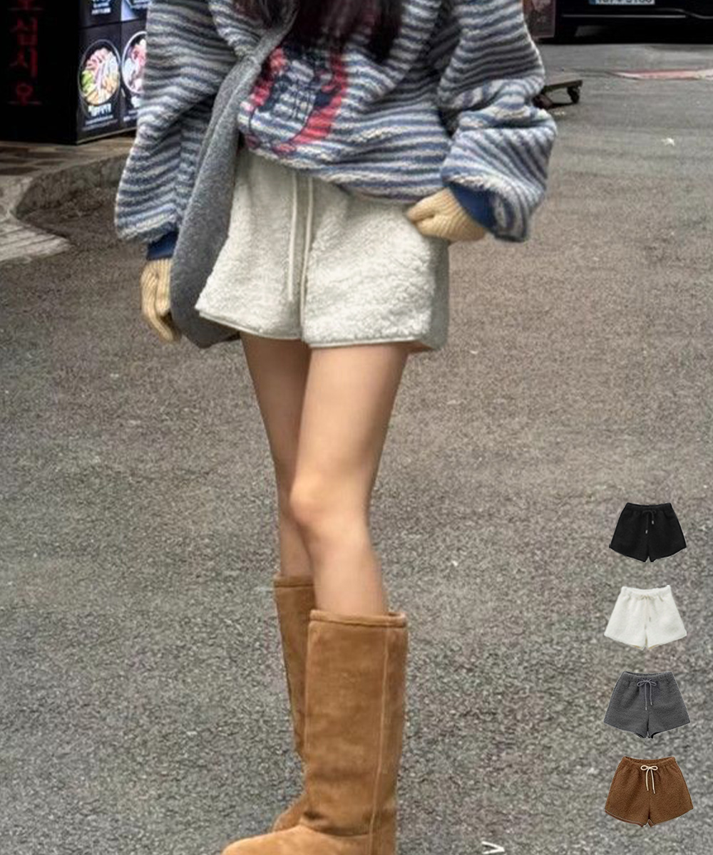 【日本倉庫即納】 ボアショートパンツ もこもこルームパンツ