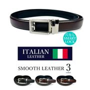 全3色 イタリアンレザー  スムースレザー 穴なしスマートロックベルト 本革 リアルレザー 大き目