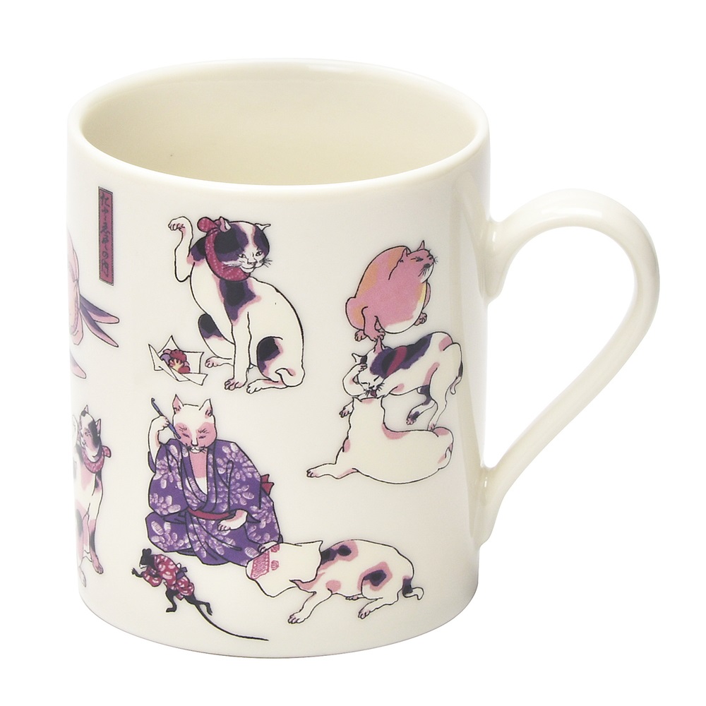 江戸猫マグ　白　「たとえ尽の内」