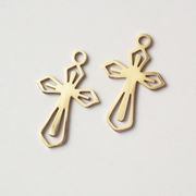 クロス チャーム ステンレス製 約17mm ゴールド 金属アレルギー対応 アクセサリーパーツ