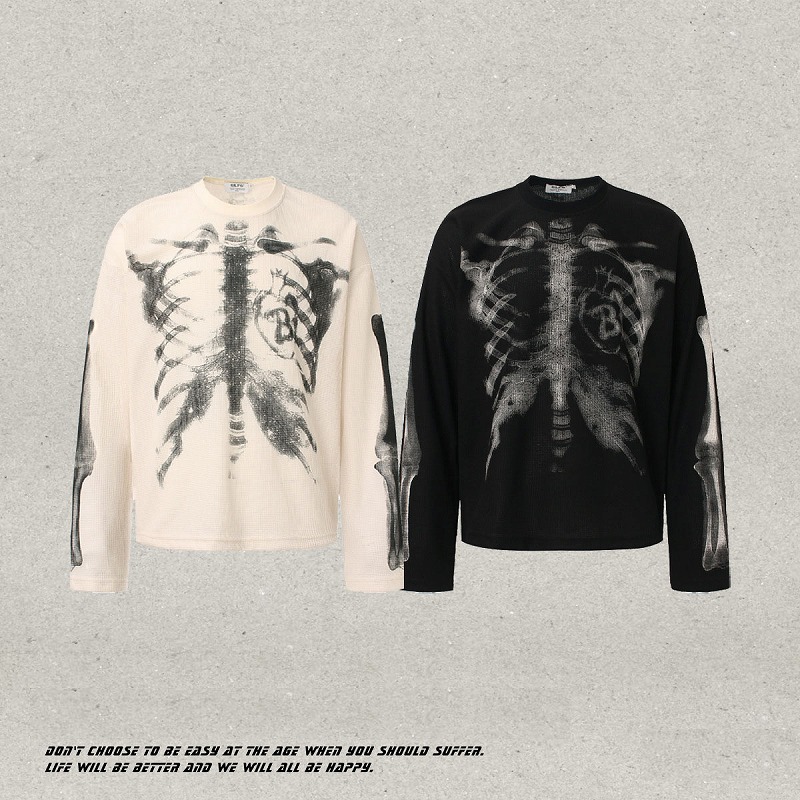 メンズ 秋冬新作 プリント ストリート系クールデザイン 長袖スウェット 男女兼用 クルーネックロンT★全2色