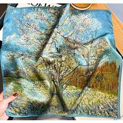 エレガントなプリント柄入り100％シルクプチスカーフ　04506