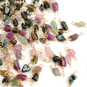 【天然石 トルマリン】コネクター チャーム シャンクビーズ 約4×6mm   ピアス ネックレス素材