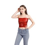 レディース・チューブトップ・出演・スパンコール・・トップス     14色