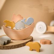 大人気 動物 スタック おもちゃ 早教 知育 赤ちゃん シリカゲル スタッキング 手作り ケヤキ 積み木