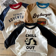 2025 秋新作 Tシャツ 長袖 韓国版 ゆとりが 上着 パンダ 刺繍  男女兼用  トップス 子供服  90~140cm