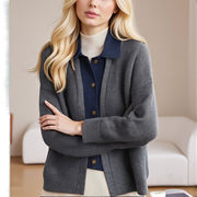 初回送料無料　ニットセーターフェイク2枚長袖カーディガン上着　レディースファッション人気トレンド