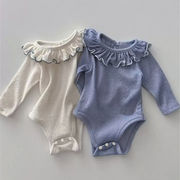 2025秋新作　ベビー服　女の子　ラッフルカラー　長袖　ロンパース　可愛い　おしゃれ　子供服　柔らか