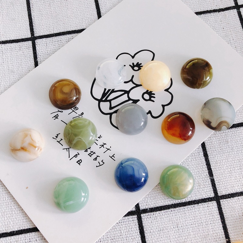 アクリル パーツ 丸 半球 カボション マーブルカラー 18mm 貼り付けパーツ アクセサリーパーツ べっ甲風