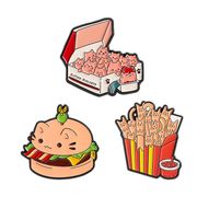 3色  食べ物 ハンバーガー 猫ブローチ ピンズ  バッジ ブローチ ラペルピン  ねこ ネコ 猫雑貨
