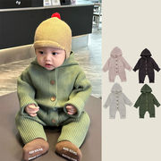 2025秋冬※男の子ニットロンパース ベビー防寒カバーオール