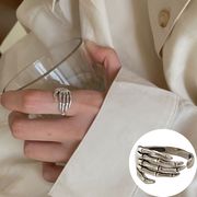 骸骨の手シルバー指輪 ガイコツ リング S925 シルバーアクセサリー アレルギー対応 調整可能 おしゃれ