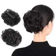 女性用ウィッグクリップヘアバンド ヘアパッド短巻き 丸子ヘア用 フラワーデザイン ふっくら大ヘアバンド