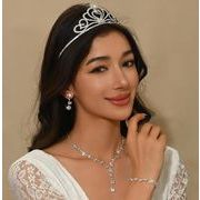花嫁用 ティアラ4点セット ネックレス＆ピアス付き 欧米風 豪華でエレガントなウェディングアクセサリー