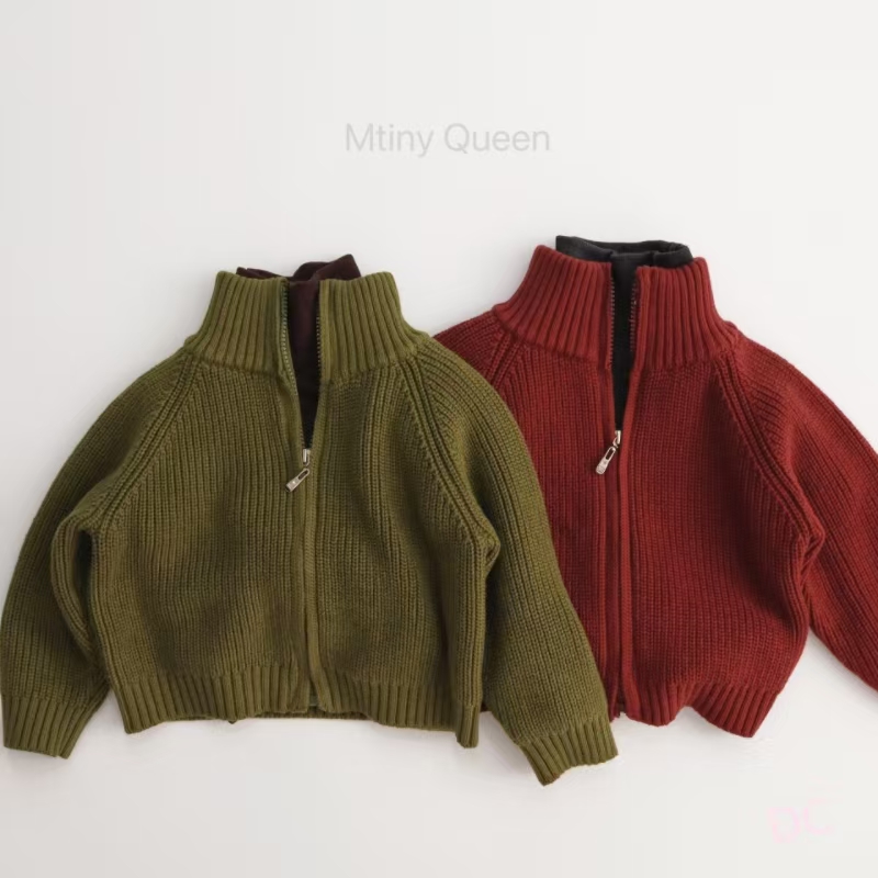 2025秋冬新作　子供服 　キッズ　トップス　厚手　中綿　ニットカーディガン　 80-130CM　2色 DC