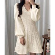 【日本倉庫即納】 ニットワンピース ケーブル編みミニワンピ